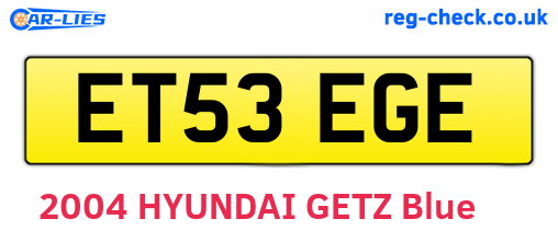 ET53EGE are the vehicle registration plates.
