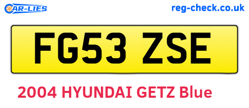 FG53ZSE are the vehicle registration plates.