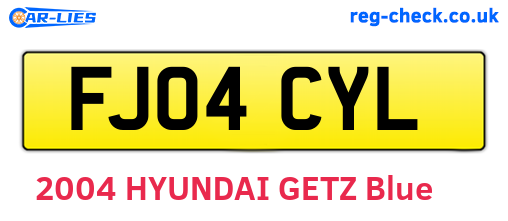 FJ04CYL are the vehicle registration plates.
