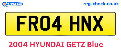 FR04HNX are the vehicle registration plates.
