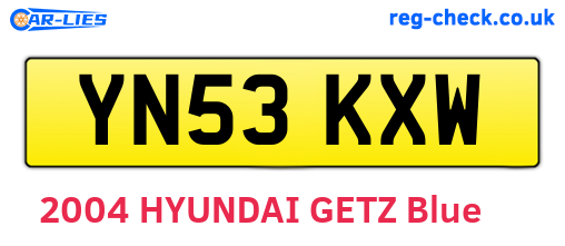 YN53KXW are the vehicle registration plates.
