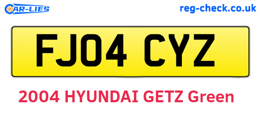 FJ04CYZ are the vehicle registration plates.