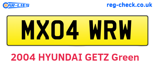 MX04WRW are the vehicle registration plates.