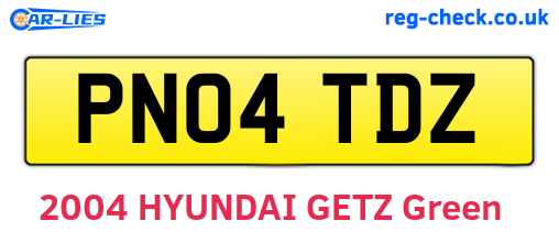 PN04TDZ are the vehicle registration plates.