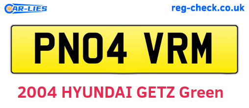 PN04VRM are the vehicle registration plates.