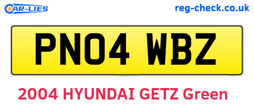PN04WBZ are the vehicle registration plates.
