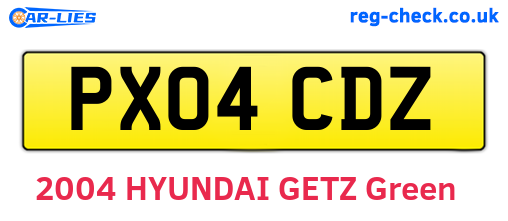 PX04CDZ are the vehicle registration plates.