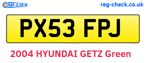 PX53FPJ are the vehicle registration plates.