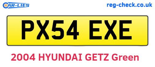 PX54EXE are the vehicle registration plates.
