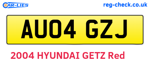 AU04GZJ are the vehicle registration plates.