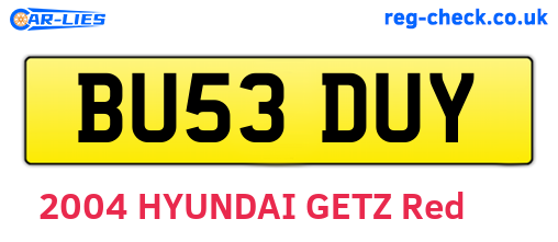 BU53DUY are the vehicle registration plates.