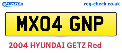 MX04GNP are the vehicle registration plates.