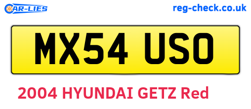 MX54USO are the vehicle registration plates.