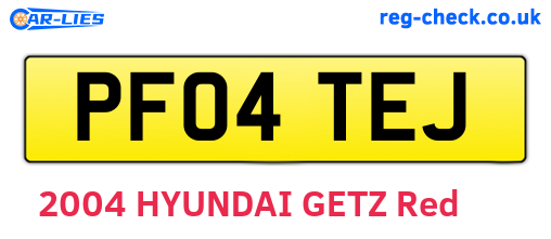 PF04TEJ are the vehicle registration plates.