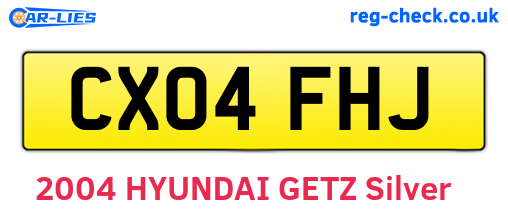 CX04FHJ are the vehicle registration plates.