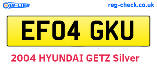 EF04GKU are the vehicle registration plates.