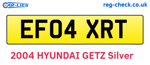 EF04XRT are the vehicle registration plates.