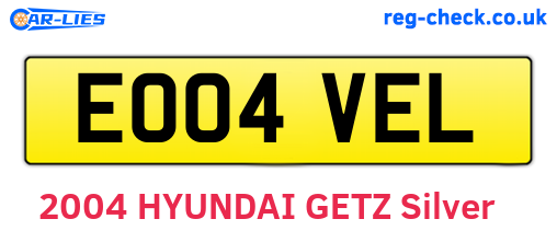 EO04VEL are the vehicle registration plates.