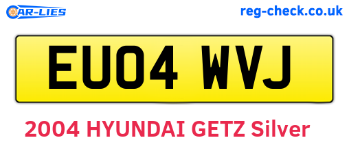 EU04WVJ are the vehicle registration plates.
