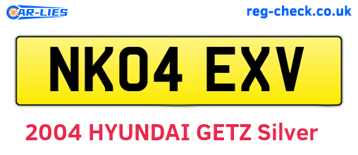 NK04EXV are the vehicle registration plates.