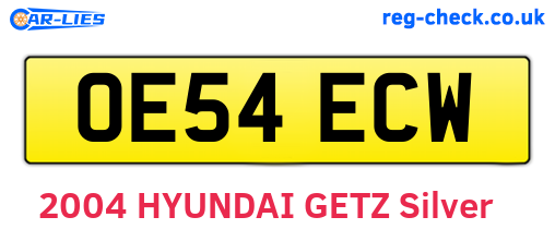 OE54ECW are the vehicle registration plates.