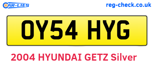 OY54HYG are the vehicle registration plates.