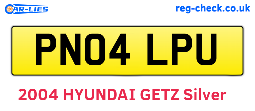 PN04LPU are the vehicle registration plates.