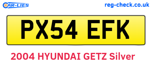 PX54EFK are the vehicle registration plates.