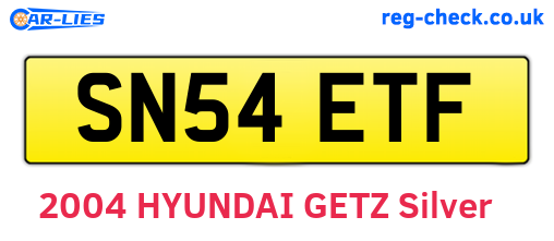 SN54ETF are the vehicle registration plates.