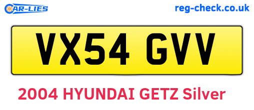VX54GVV are the vehicle registration plates.