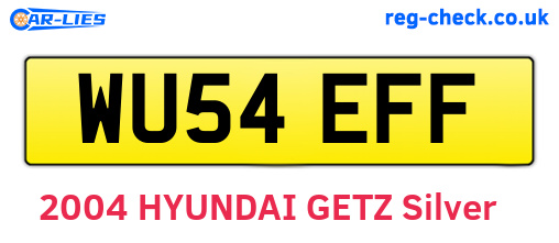 WU54EFF are the vehicle registration plates.