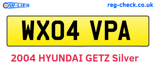 WX04VPA are the vehicle registration plates.