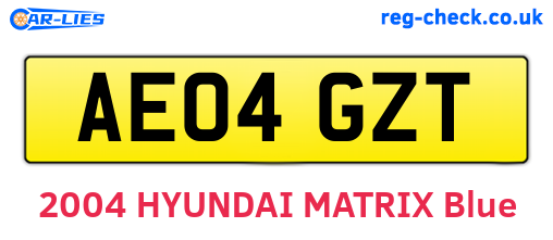 AE04GZT are the vehicle registration plates.