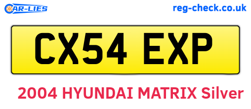 CX54EXP are the vehicle registration plates.