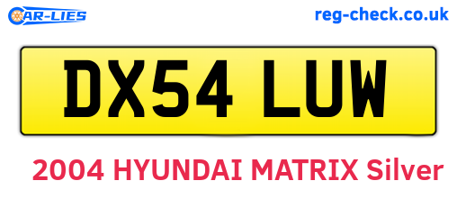 DX54LUW are the vehicle registration plates.
