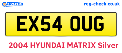 EX54OUG are the vehicle registration plates.
