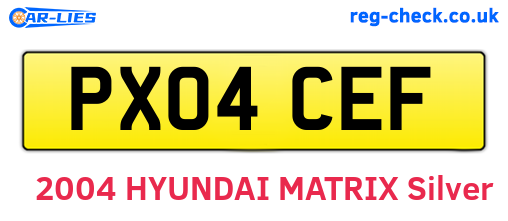 PX04CEF are the vehicle registration plates.