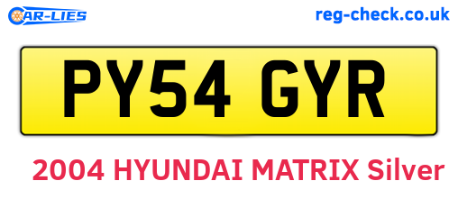 PY54GYR are the vehicle registration plates.