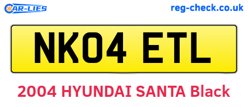 NK04ETL are the vehicle registration plates.