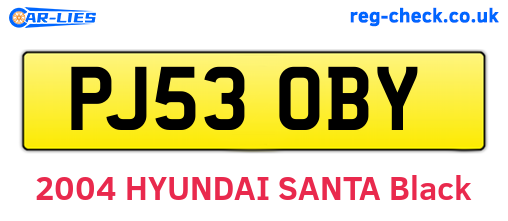 PJ53OBY are the vehicle registration plates.