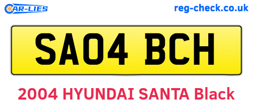 SA04BCH are the vehicle registration plates.