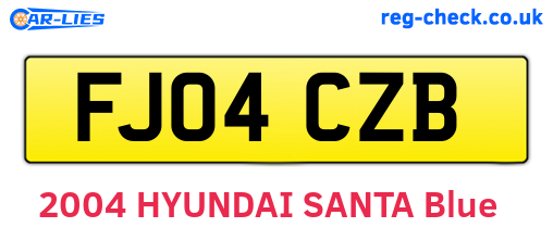 FJ04CZB are the vehicle registration plates.