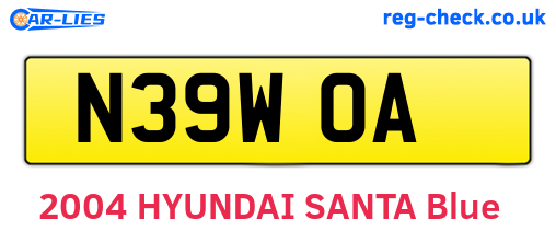 N39WOA are the vehicle registration plates.