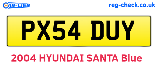 PX54DUY are the vehicle registration plates.