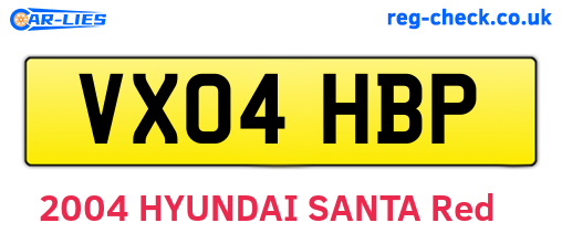 VX04HBP are the vehicle registration plates.
