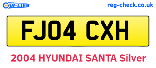 FJ04CXH are the vehicle registration plates.