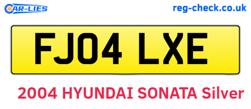 FJ04LXE are the vehicle registration plates.