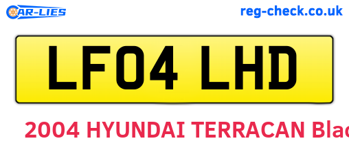 LF04LHD are the vehicle registration plates.