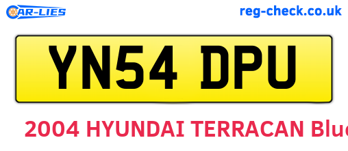 YN54DPU are the vehicle registration plates.