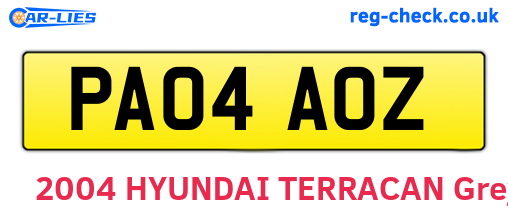 PA04AOZ are the vehicle registration plates.